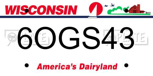 6OGS43 Wisconsin License Plate