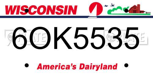 6OK5535 Wisconsin License Plate