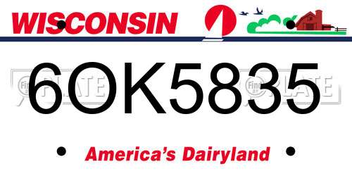 6OK5835 Wisconsin License Plate