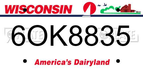 6OK8835 Wisconsin License Plate