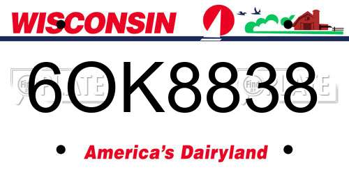6OK8838 Wisconsin License Plate