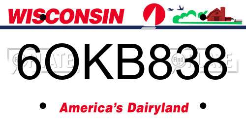6OKB838 Wisconsin License Plate