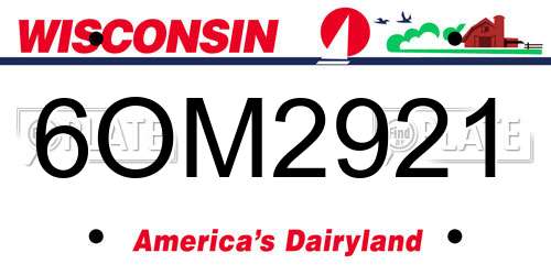6OM2921 Wisconsin License Plate