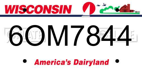 6OM7844 Wisconsin License Plate