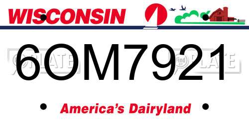 6OM7921 Wisconsin License Plate