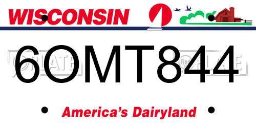 6OMT844 Wisconsin License Plate