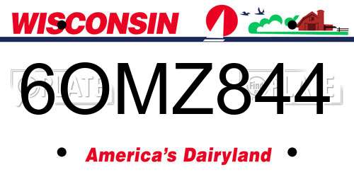 6OMZ844 Wisconsin License Plate