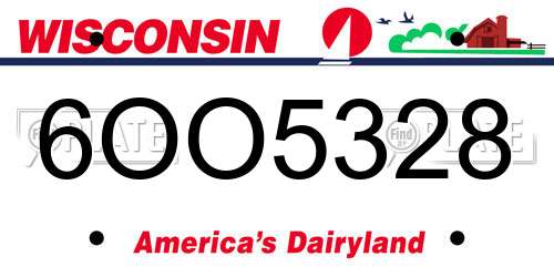 6OO5328 Wisconsin License Plate