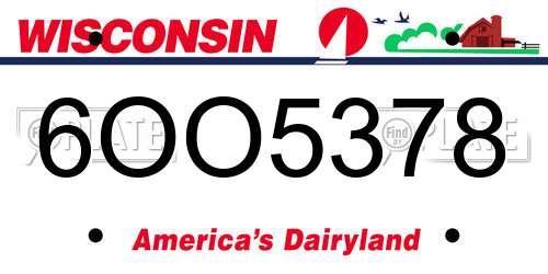 6OO5378 Wisconsin License Plate