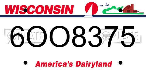 6OO8375 Wisconsin License Plate