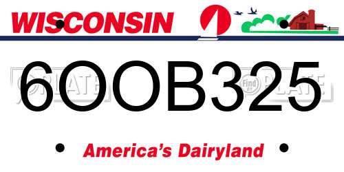 6OOB325 Wisconsin License Plate