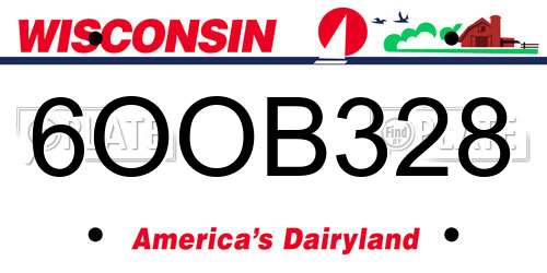 6OOB328 Wisconsin License Plate