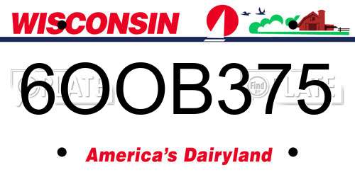 6OOB375 Wisconsin License Plate