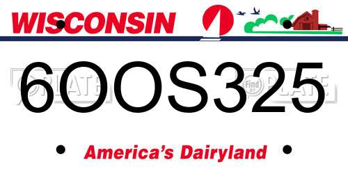 6OOS325 Wisconsin License Plate
