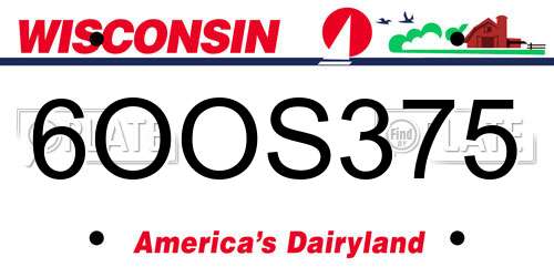 6OOS375 Wisconsin License Plate
