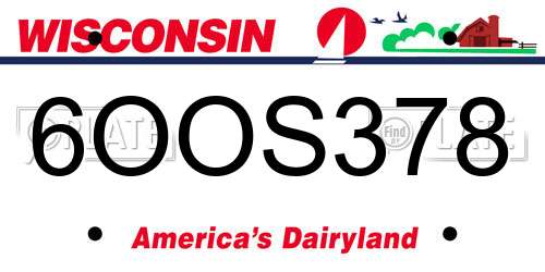 6OOS378 Wisconsin License Plate
