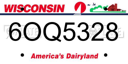 6OQ5328 Wisconsin License Plate