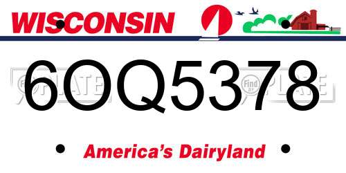 6OQ5378 Wisconsin License Plate