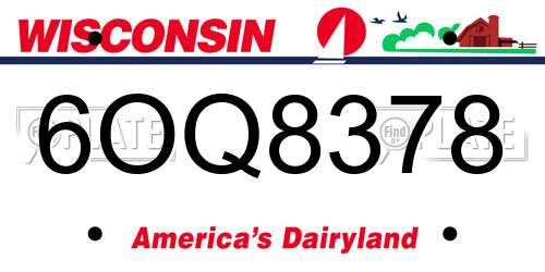 6OQ8378 Wisconsin License Plate