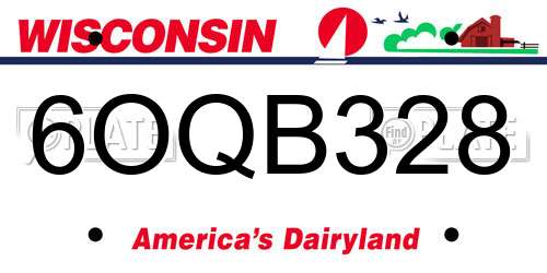 6OQB328 Wisconsin License Plate