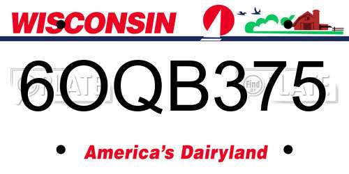 6OQB375 Wisconsin License Plate