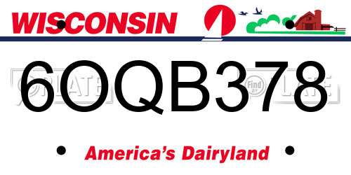 6OQB378 Wisconsin License Plate
