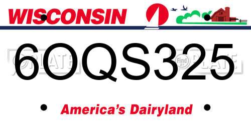 6OQS325 Wisconsin License Plate