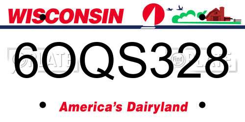 6OQS328 Wisconsin License Plate