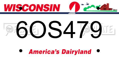 6OS479 Wisconsin License Plate