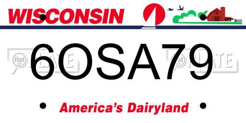 6OSA79 Wisconsin License Plate