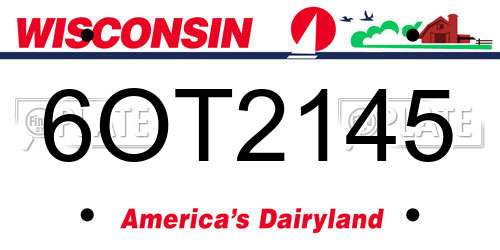 6OT2145 Wisconsin License Plate