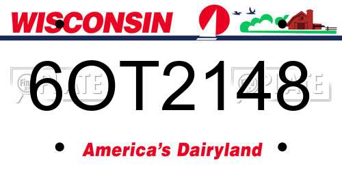 6OT2148 Wisconsin License Plate