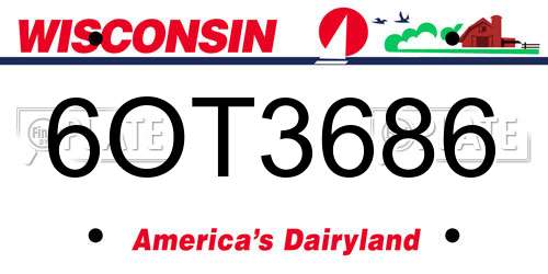 6OT3686 Wisconsin License Plate