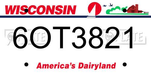 6OT3821 Wisconsin License Plate