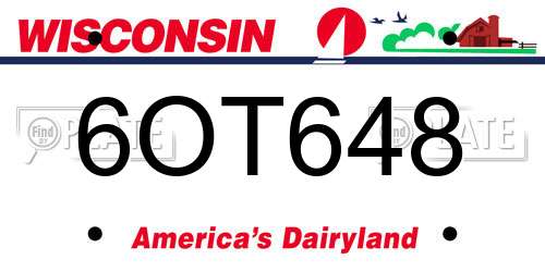 6OT648 Wisconsin License Plate