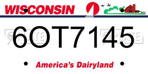 6OT7145 Wisconsin License Plate