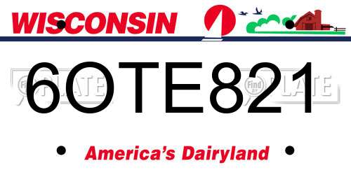 6OTE821 Wisconsin License Plate