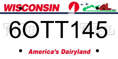 6OTT145 Wisconsin License Plate