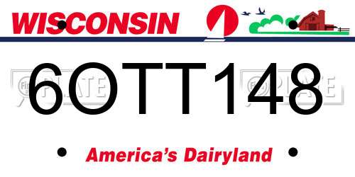 6OTT148 Wisconsin License Plate