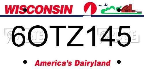 6OTZ145 Wisconsin License Plate