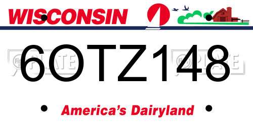 6OTZ148 Wisconsin License Plate