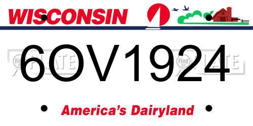 6OV1924 Wisconsin License Plate