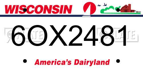 6OX2481 Wisconsin License Plate