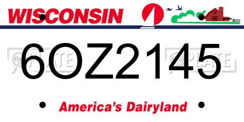 6OZ2145 Wisconsin License Plate