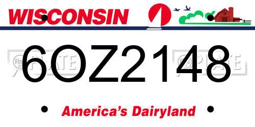 6OZ2148 Wisconsin License Plate