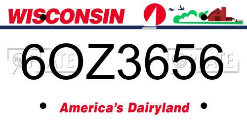 6OZ3656 Wisconsin License Plate