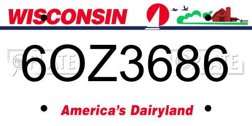6OZ3686 Wisconsin License Plate