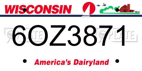 6OZ3871 Wisconsin License Plate