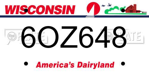 6OZ648 Wisconsin License Plate