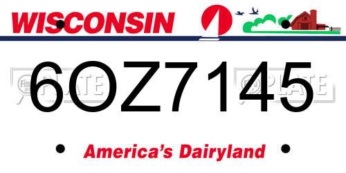 6OZ7145 Wisconsin License Plate